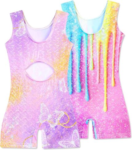 Idgreatim 2 Pack Gymnastic Leotards for Girls Sparkly Kids Dance Unitards for Tumbling Ballet Dance Performance 4-8 Years in Saudi Arabia