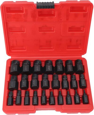 25 Pieces Screw Extractors Hex Shank Imperial Screw Remover Tool for Broken Stripped Screws Bolts (Black) in Saudi Arabia