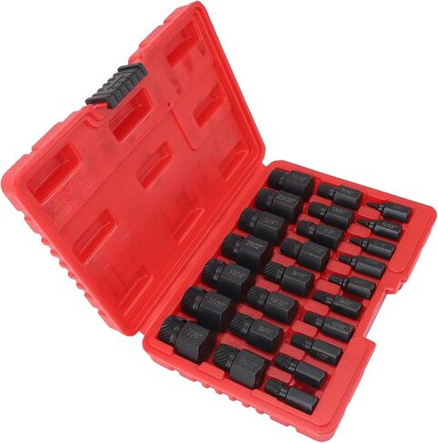 25 Pieces Screw Extractors Hex Shank Imperial Screw Remover Tool for Broken Stripped Screws Bolts (Black) in Saudi Arabia