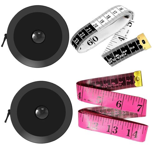 4 Pack Tape Measure Set, Soft Measuring Tape for Body Sewing Tailor Craft, Flexible Vinyl Fabric Ruler & Retractable Black Measuring Tape for Weight Loss, Crafting, Knitting & Home Measurements in Saudi Arabia