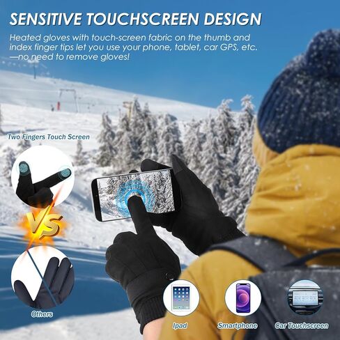 Anpress USB Heated Gloves for Men Women Full Finger Hand Warmers Heated Gloves Electric Heating Mittens Waterproof Windproof Thermal Warm Winter Gifts for Cycling Driving Skiing, 3 Levels Temperature in Saudi Arabia
