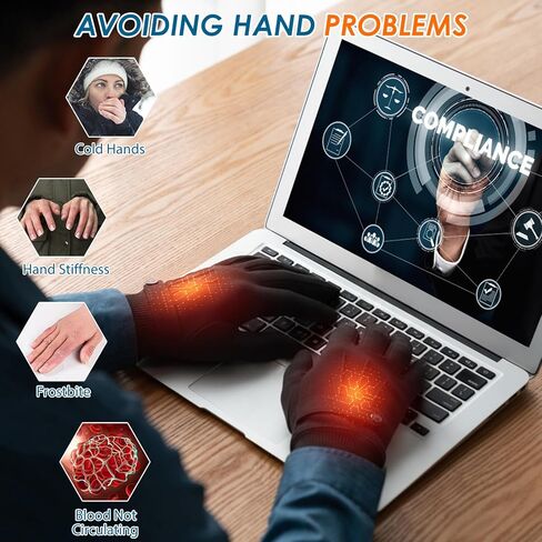 Anpress USB Heated Gloves for Men Women Full Finger Hand Warmers Heated Gloves Electric Heating Mittens Waterproof Windproof Thermal Warm Winter Gifts for Cycling Driving Skiing, 3 Levels Temperature in Saudi Arabia