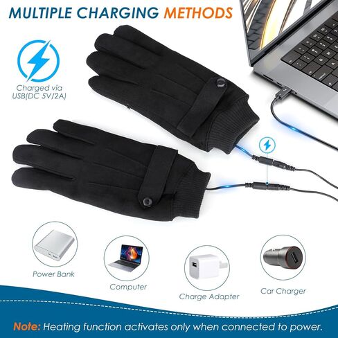 Anpress USB Heated Gloves for Men Women Full Finger Hand Warmers Heated Gloves Electric Heating Mittens Waterproof Windproof Thermal Warm Winter Gifts for Cycling Driving Skiing, 3 Levels Temperature in Saudi Arabia