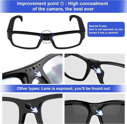 Camera Glasses Outdoor Sport Glasses 1080P HD Video Smart Glasses Camera Recording Portable Wearable Eyeglass for Climbing, Driving, Cycling, Hiking, Hunting, Fishing in Kuwait