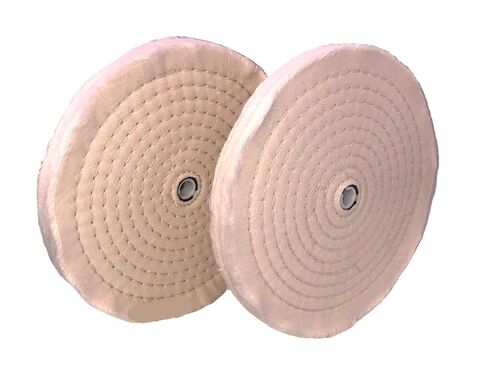 مجموعة عجلات تلميع مخيطة من القطن مقاس 10 بوصات تناسب عمود أربور مقاس 3/4 بوصة، وتناسب أيضًا مقاس 1/2 بوصة أو 5/8 بوصة مع البطانات المتضمنة لمحرك طاحونة المقعد. 60 طبقة تلميع لأي ألومنيوم أو ستانلس ستيل (عبوتان) in Kuwait