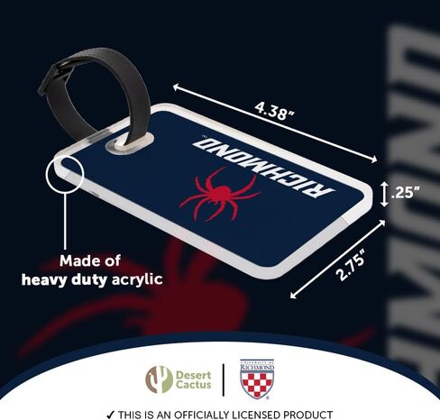 Desert Cactus University of Richmond Luggage Tag – Official UR Spiders 2 Pack Travel ID Label for Suitcases, Bags, and Carry-Ons (2-Pack Acrylic Luggage Tag A) in Saudi Arabia