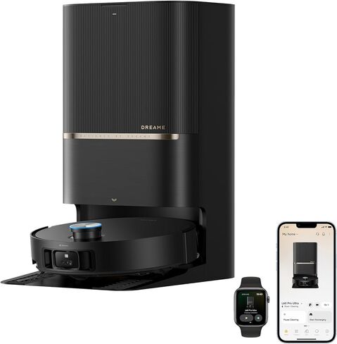DREAME L60 Pro Ultra Robot Vacuum and Mop with Auto-Empty, 35,000Pa Suction, Hot Water Mop Self-Cleaning, and Smart Obstacle Avoidance, Black in Saudi Arabia