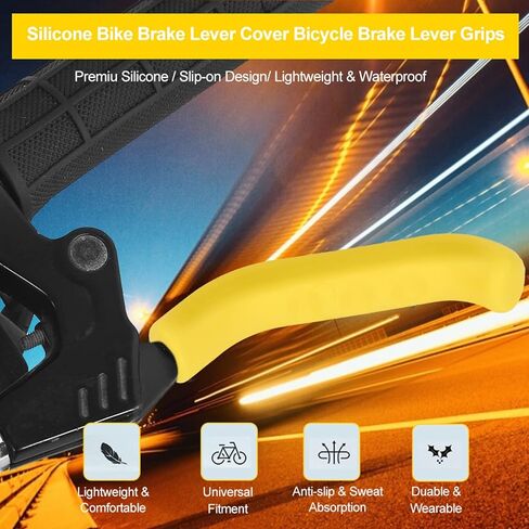Tiiyee Brake Lever Grip, Bike Brake Handle Silicone Sleeve Bicycle Brake Lever Grip Protector Cover Anti Slip Shock Absorbing Cycle Universal Accessory for Fly Road Folding Mountain Cycling(Yellow) in Saudi Arabia