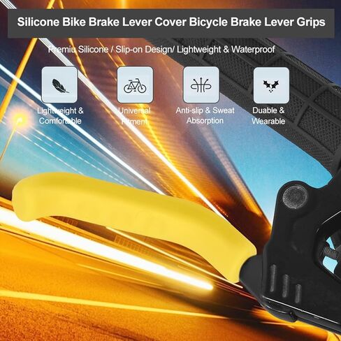 Tiiyee Brake Lever Grip, Bike Brake Handle Silicone Sleeve Bicycle Brake Lever Grip Protector Cover Anti Slip Shock Absorbing Cycle Universal Accessory for Fly Road Folding Mountain Cycling(Yellow) in Saudi Arabia