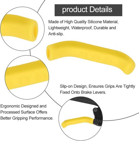 Tiiyee Brake Lever Grip, Bike Brake Handle Silicone Sleeve Bicycle Brake Lever Grip Protector Cover Anti Slip Shock Absorbing Cycle Universal Accessory for Fly Road Folding Mountain Cycling(Yellow) in Saudi Arabia