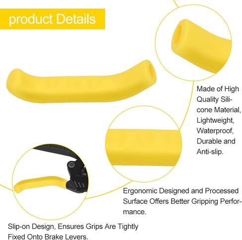 Tiiyee Brake Lever Grip, Bike Brake Handle Silicone Sleeve Bicycle Brake Lever Grip Protector Cover Anti Slip Shock Absorbing Cycle Universal Accessory for Fly Road Folding Mountain Cycling(Yellow) in Saudi Arabia