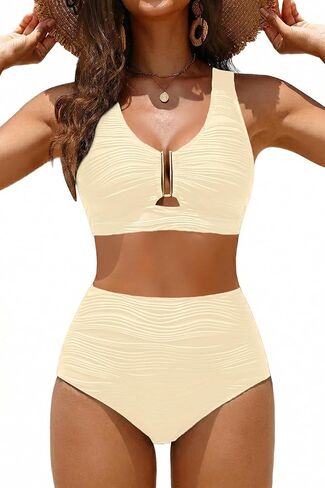 Aqua Eve Women High Waisted Bikini Sets - Tummy Control U-Wire Cutout Swimsuits Two Piece Bathing Suits 2025 Swimwear in Saudi Arabia