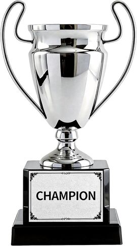 Silver Champion Trophy with Black Base, 8.3 Inch Metal Award Cup for Competitions, School Events, Office Games, Team Awards and Parties in Saudi Arabia