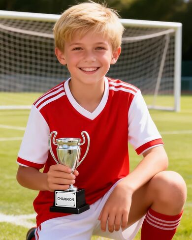 Silver Champion Trophy with Black Base, 8.3 Inch Metal Award Cup for Competitions, School Events, Office Games, Team Awards and Parties in Saudi Arabia