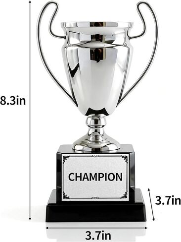Silver Champion Trophy with Black Base, 8.3 Inch Metal Award Cup for Competitions, School Events, Office Games, Team Awards and Parties in Saudi Arabia
