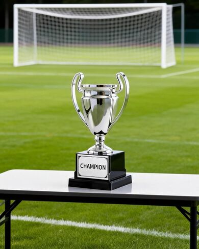 Silver Champion Trophy with Black Base, 8.3 Inch Metal Award Cup for Competitions, School Events, Office Games, Team Awards and Parties in Saudi Arabia