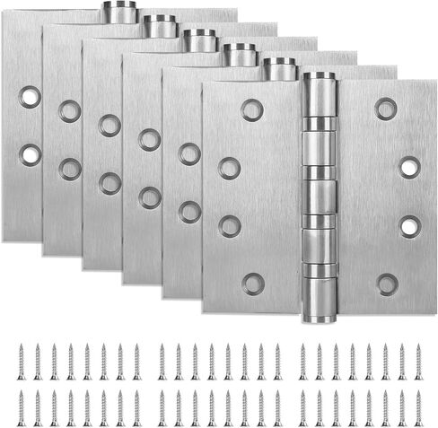 6 عبوات من مفصلات الأبواب المصنوعة من الفولاذ المقاوم للصدأ مقاس 4 بوصات، ومفصلات أبواب محملة بالكرة شديدة التحمل مقاس 4 بوصات × 4 بوصات مع زوايا مربعة للأبواب الخارجية والداخلية، فضي in Kuwait