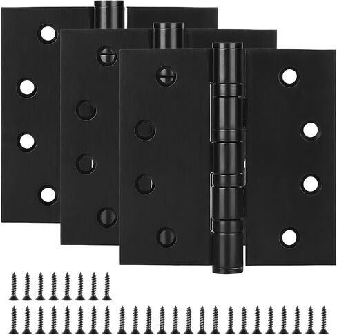 6 Pack Stainless Steel 4'' Door Hinges, 4in x 4in Heavy-Duty Ball Bearing Door Hinges with Square Corners for Exterior & Interior Doors, Silver in Saudi Arabia