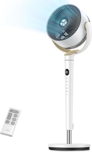 مروحة DREO لغرفة النوم، مروحة قائمة متأرجحة 120 درجة، مروحة أرضية هادئة مع محرك DC، مروحة بقاعدة للغرفة، 9 سرعات، 4 أوضاع، 20 ديسيبل، 120 درجة رأسية يدوية، ارتفاع قابل للتعديل 37-42 بوصة، مؤقت 9 ساعات، رمادي داكن in Kuwait