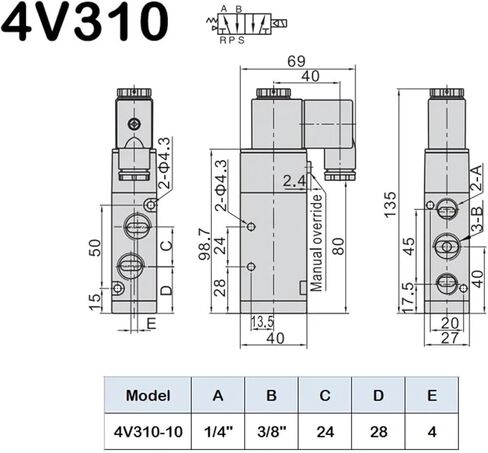 1PCS 4V210-08/4V310-10/4V410-15 Solenoid Valve 2-Position 5-Way Pneumatic air Solenoid Valve AC220V(Only 4V410-15) in Kuwait