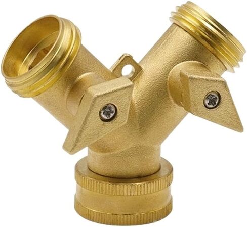 Brass Y Piece Two-Way Hose Connector Shut-Off Valve 2 Way Splitter All-Copper Garden Water Connectors Washer Adaptor Fittings in Kuwait