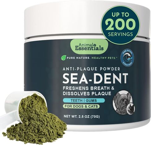 Animal Essentials SeaDent للكلاب - لوحة عشب البحر والإنزيمات، تركيبة التحكم في الجير، ألفا بيتا أميليز، السليوليز، جذر الخطمي، اللحاء الداخلي الدردار الزلق، طبيعي بالكامل - 2.5 أونصة (عبوة من قطعة واحدة) in Kuwait