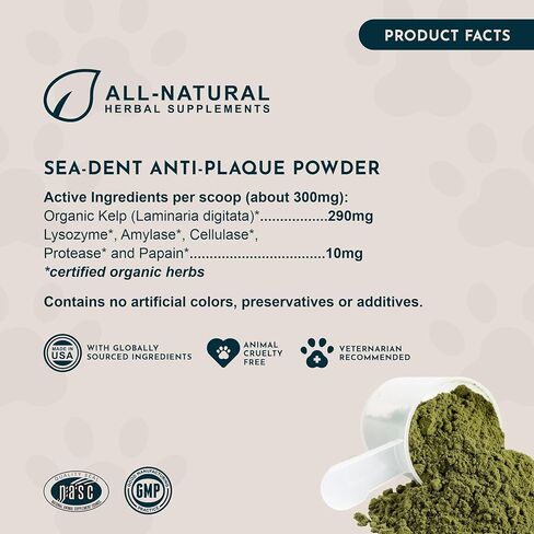 Animal Essentials SeaDent للكلاب - لوحة عشب البحر والإنزيمات، تركيبة التحكم في الجير، ألفا بيتا أميليز، السليوليز، جذر الخطمي، اللحاء الداخلي الدردار الزلق، طبيعي بالكامل - 2.5 أونصة (عبوة من قطعة واحدة) in Kuwait