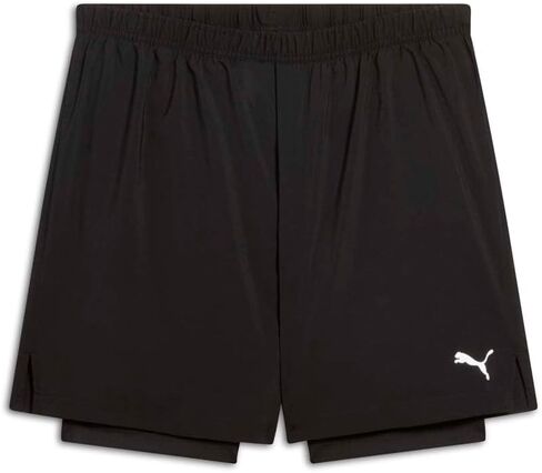 PUMA Mens Woven Logo 2-In-1 Shorts Casual Bottoms Casual Moisture Wicking - Black in Saudi Arabia