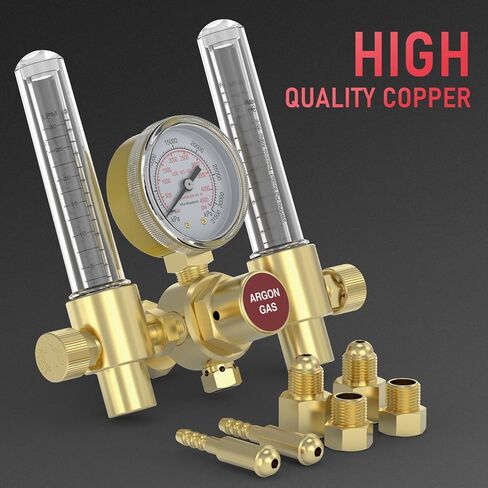 YESWELDER Dual Output Argon Regulator Flow Meter Mig Tig, 0-4500PSI, CGA580 Inlet Connection in Saudi Arabia