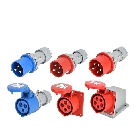 Industrial Plug and Socket Connector Three-Phase 3-core 4P5 Hole 16A/32A Waterproof Non-Explosion-Proof IP44(3p16a Ip44 Dark Straight Seat Gp) in Saudi Arabia