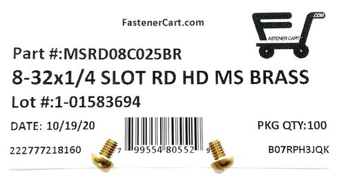 براغي آلة برأس مستديرة مشقوقة 8-32x1/4 من النحاس الصلب (100 قطعة) in Kuwait