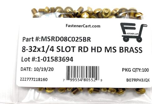 براغي آلة برأس مستديرة مشقوقة 8-32x1/4 من النحاس الصلب (100 قطعة) in Kuwait