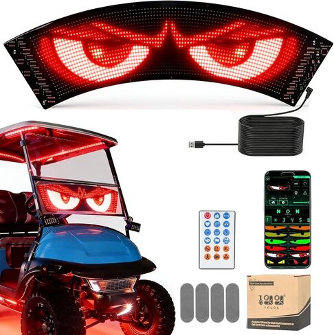10L0L GOLF CART عرض الضوء القابل للبرمجة مع جهاز التحكم عن بعد اللاسلكي والتحكم في التطبيقات - Light Eyes Eyes Light القابلة للتخصيص ، شاشة مرنة لسيارة Yamaha/Ezgo/Club ، علامة نص/أنماط DIY التي تعمل بنظام USB in Kuwait