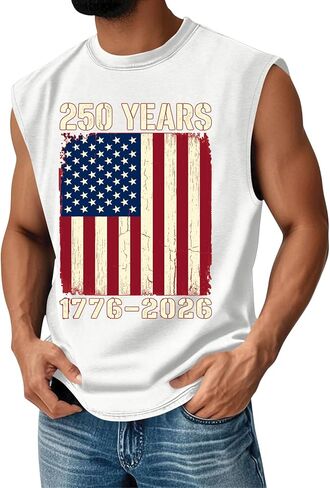 Men's 4Th of July Shirts American Flag Patriotic Tank Tops 250 Anniversary USA Independence Day Tee Top, S-3XL in Saudi Arabia