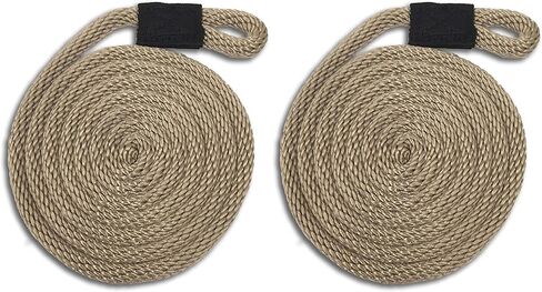 Jute (Beige/Gold) Nylon Fender Line - 3/8" x 6' - Sold in Pairs - Made in USA in Kuwait