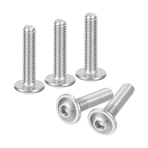 uxcell Flanged Button Head Socket Cap Screws, 100 Pcs M6x10mm - 304 Stainless Steel Socket Drive Fasteners Bolts, Fully Thread Machine Screws for Furniture Installation (Silver) in Saudi Arabia