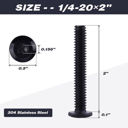 براغي رأس مقبس مسطحة 1/4-20 × 1-1/2 بوصة - 304 من الفولاذ المقاوم للصدأ (18-8) مطلية باللون الأسود، براغي محرك سداسية غاطسة بالكامل مع مفتاح سداسي - مسامير توصيل تجميع الأثاث، عبوة من 30 قطعة in Saudi Arabia