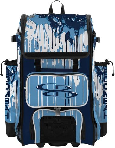 حقيبة مضرب البيسبول/الكرة اللينة من Boombah Rolling Catchers Superpack - مقبض تلسكوبي - تحمل 4 مضارب - إصدار بعجلات - تنقيط جرافيتي - خيارات ألوان متعددة in Kuwait
