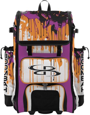 حقيبة مضرب البيسبول/الكرة اللينة من Boombah Rolling Catchers Superpack - مقبض تلسكوبي - تحمل 4 مضارب - إصدار بعجلات - تنقيط جرافيتي - خيارات ألوان متعددة in Kuwait