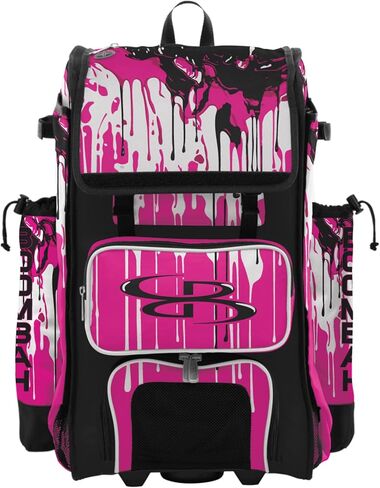 حقيبة مضرب البيسبول/الكرة اللينة من Boombah Rolling Catchers Superpack - مقبض تلسكوبي - تحمل 4 مضارب - إصدار بعجلات - تنقيط جرافيتي - خيارات ألوان متعددة in Kuwait