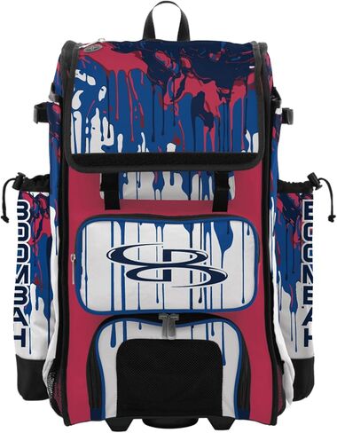حقيبة مضرب البيسبول/الكرة اللينة من Boombah Rolling Catchers Superpack - مقبض تلسكوبي - تحمل 4 مضارب - إصدار بعجلات - تنقيط جرافيتي - خيارات ألوان متعددة in Kuwait