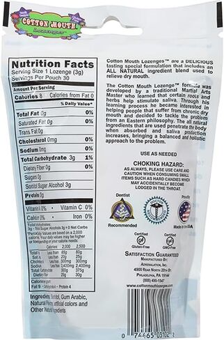 Cotton Mouth Lozenges Dry Mouth Relief Fruit Mix 3.3oz Bag (3 Bags) | Relieves Dry Mouth & Increases Saliva Production, Sugar Free, Gluten Free, Delicious Fruit Flavor, Individually Wrapped, 30 Ct in Saudi Arabia