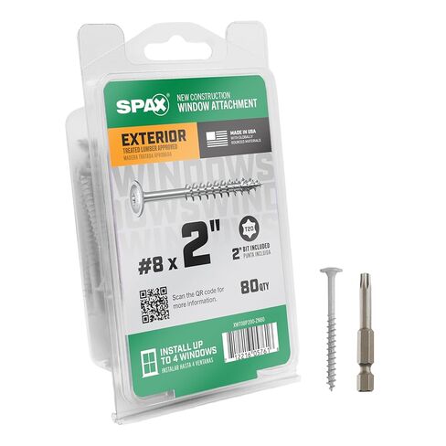 SPAX #8 x 2 Exterior & Interior Wafer Head Construction Wood Screws (80 pcs) T20 T-Star HCR-X 4 Window Installation Kit Mult-Material High Corrosion Resistant Bit Included in Saudi Arabia