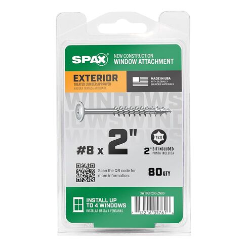 SPAX #8 x 2 Exterior & Interior Wafer Head Construction Wood Screws (80 pcs) T20 T-Star HCR-X 4 Window Installation Kit Mult-Material High Corrosion Resistant Bit Included in Saudi Arabia