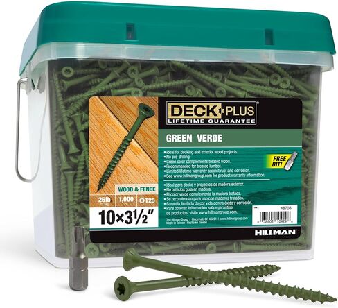مسامير سياج وسياج خارجية مطلية بالإيبوكسي مقاس 3-1/2 بوصة من Deck Plus #10 × 3-1/2 بوصة تتضمن محرك توركس/نجمة خيطًا خشنًا، برغي تزيين خارجي مقاوم للصدأ، أخضر، صندوق 25 رطل، 1400 قطعة | 48708 in Kuwait