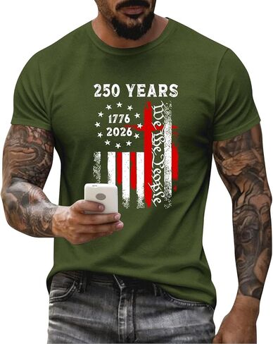 Men's 4Th of July Shirts American Flag Patriotic Shirts 250 Anniversary USA Independence Day Tee Top, M-3XL in Saudi Arabia