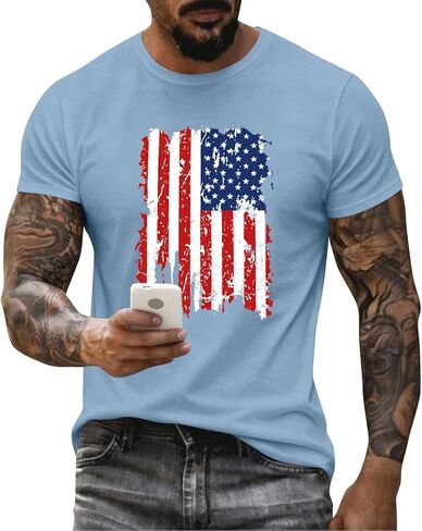 Men's 4Th of July Shirts American Flag Patriotic Shirts 250 Anniversary USA Independence Day Tee Top, M-3XL in Saudi Arabia
