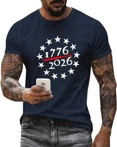 Men's 4Th of July Shirts American Flag Patriotic Shirts 250 Anniversary USA Independence Day Tee Top, M-3XL in Saudi Arabia