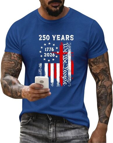 Men's 4Th of July Shirts American Flag Patriotic Shirts 250 Anniversary USA Independence Day Tee Top, M-3XL in Saudi Arabia