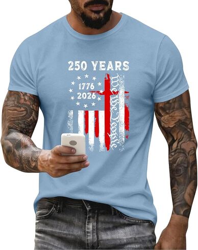 Men's 4Th of July Shirts American Flag Patriotic Shirts 250 Anniversary USA Independence Day Tee Top, M-3XL in Saudi Arabia